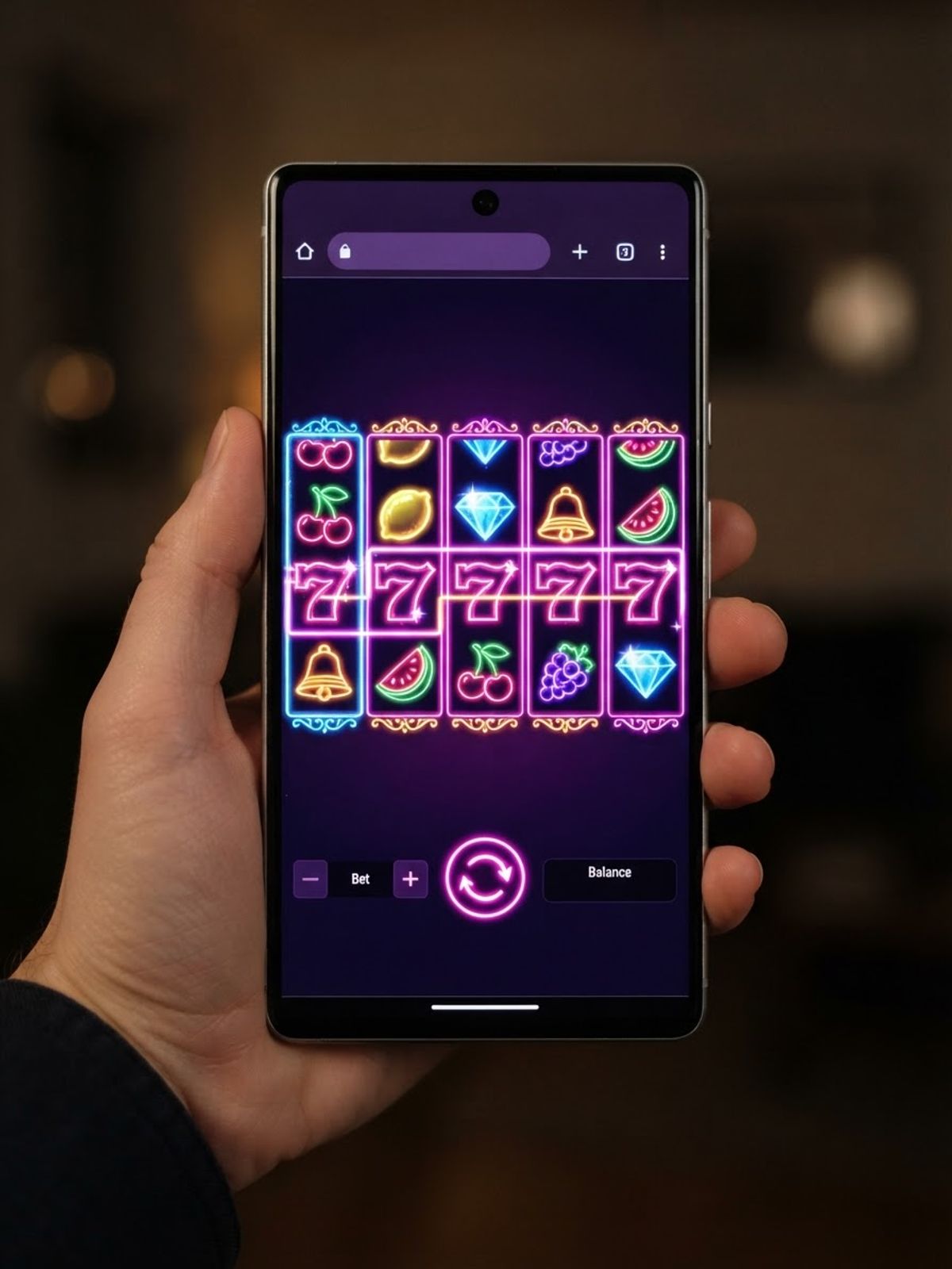 Smartphone toont BetSpino gokkasten in mobiele browser