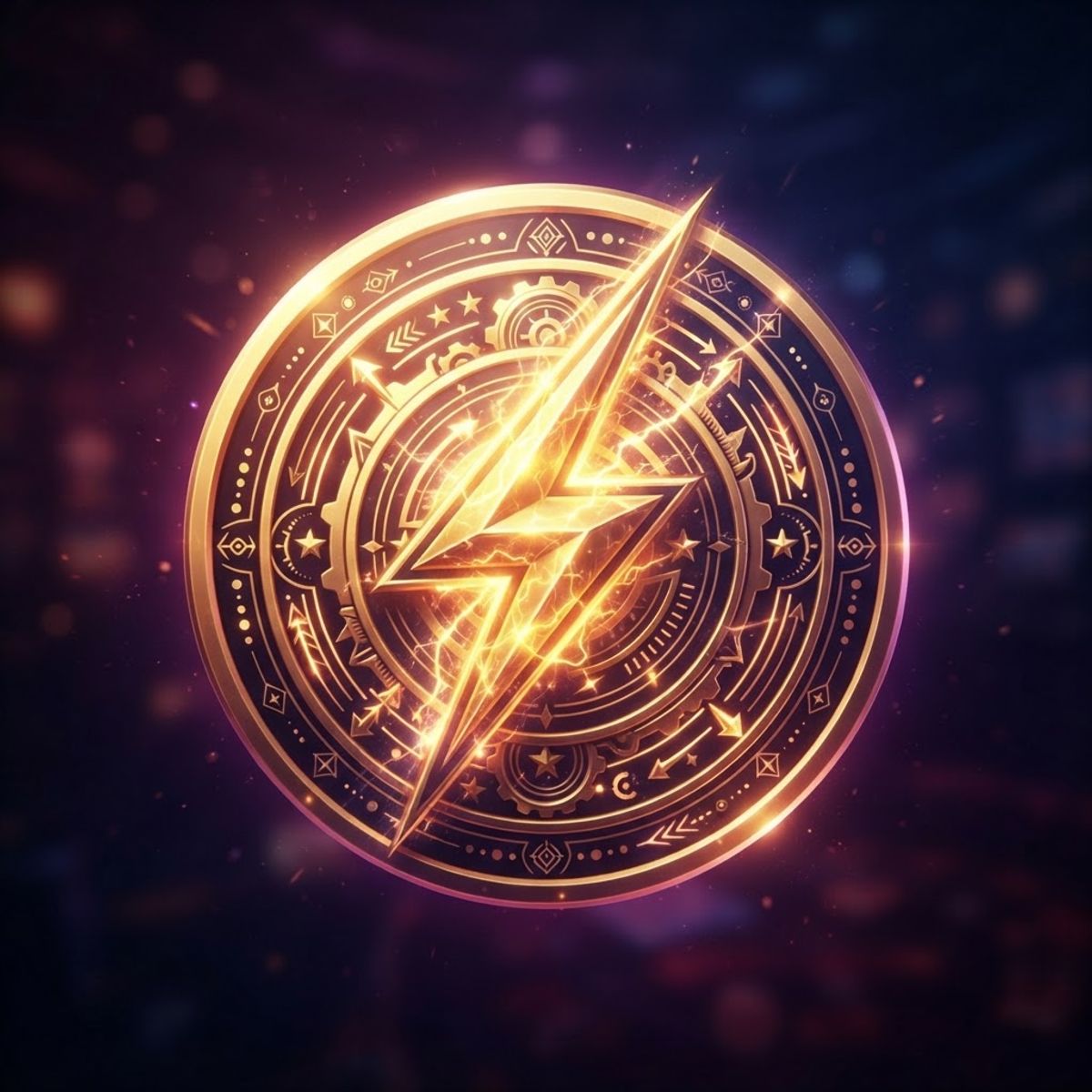 Lightning bolt coin badge for fast payout