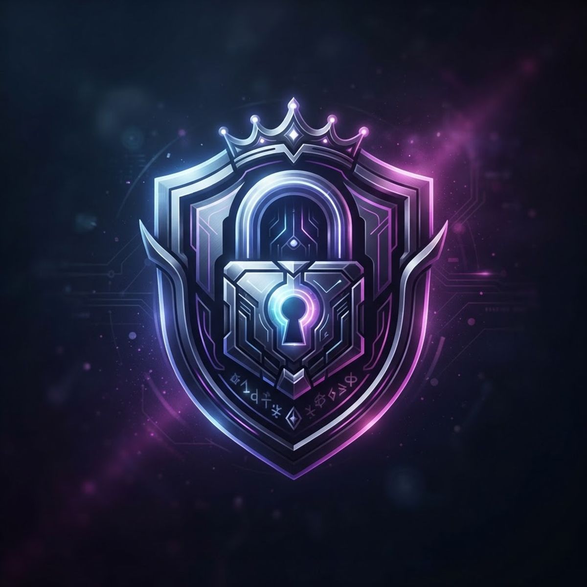 Padlock and shield security emblem badge
